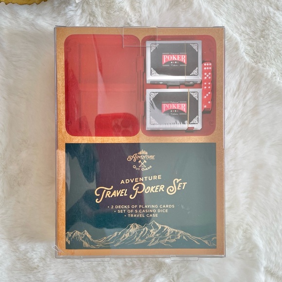 New with tag TRAVEL POCKER SET 2 Decks of cards•Set of 5 Casino dice•Travel Case - Picture 2 of 4